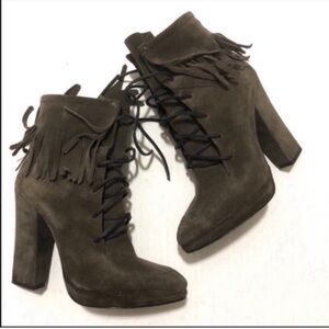 Giuseppe Zanotti Lace-up Suede Fringe Bootie 
Size 7.5